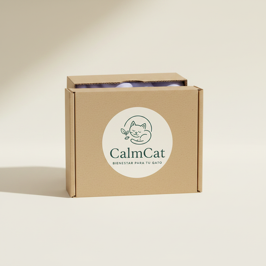 Caja de cartón premium BOX SUEÑO con pegatina del logo CalmCat